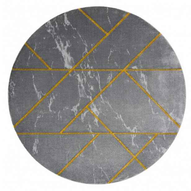 Kusový koberec Emerald geometric 1012 grey and gold kruh, 160x160 (průměr) kruh, šedá, chodba / předsíň, Dywany Łuszczów