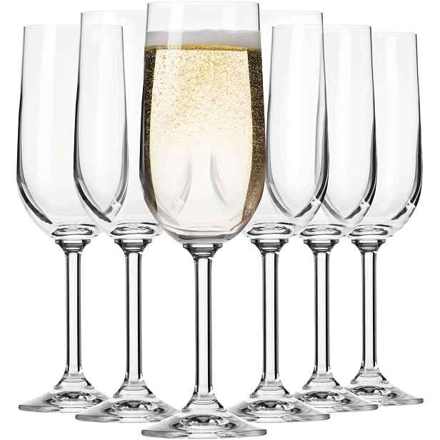 Skleničky Na Šampaňské Prosecco 210 ML Křišťálové, Sada 6 Ks