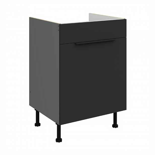 Spodní skříňka pod dřez Aria ANT 60 ZL 1S BB - Premium Box Barva korpusu: Antracit, Barva dvířek: BL - Black AFM
