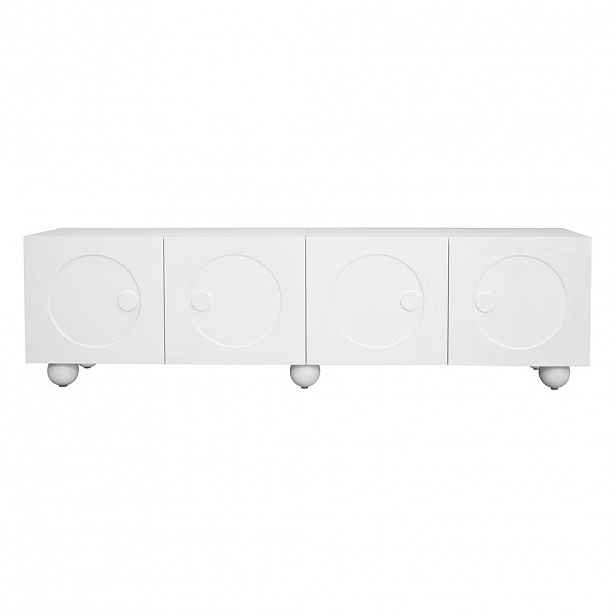 Urban Meuble TV SKŘÍŇKA s reliéfními dvířky, bílá, 180,5 × 38 × 50 cm