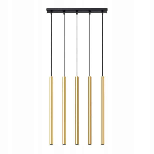 Sollux Závěsná lampa černá zlatá tuba nad stůl ostrov bar 5 bodů lišta 45 cm