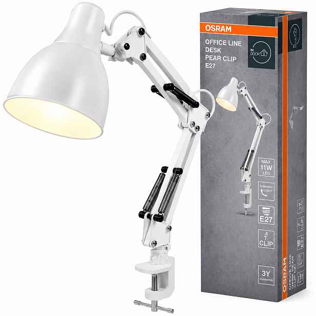 Stolní lampa Kreslící školní E27 Lampička na psací stůl Klips Odolná Osram