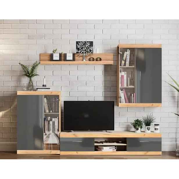 Casarredo Obývací stěna TOLUCA dub artisan/antracit lesk