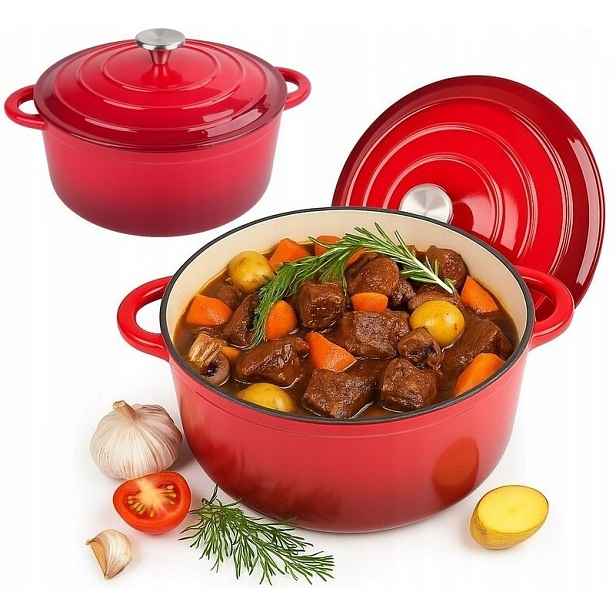 Hrnec s poklicí Krisberg 4,8 L 26 cm, červený, indukční