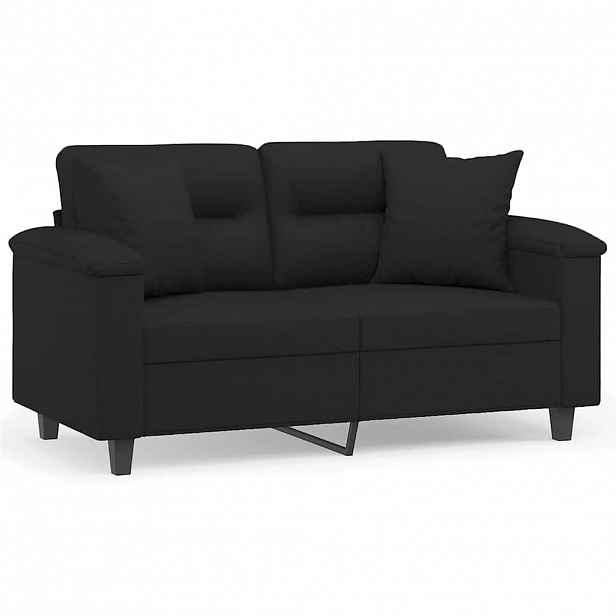 vidaXL 2místná pohovka s polštáři černá 120 cm tkanina z mikrovlákna