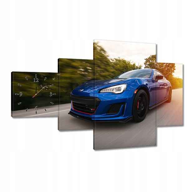 Hodiny 130x80 Automobilový průmysl Modré Auto