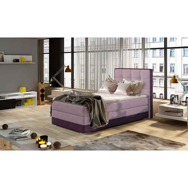 Moderní box pružina postel Adria 90x200, fialová Roh: Orientace rohu Levý roh HELCEL