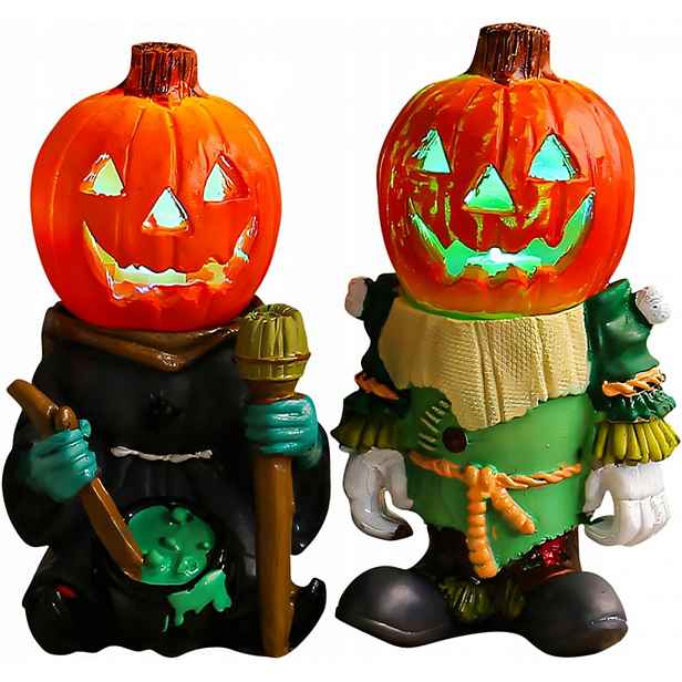 Dekorativní figurky na Halloween s Led světlem, figurky dýní, 2 ks