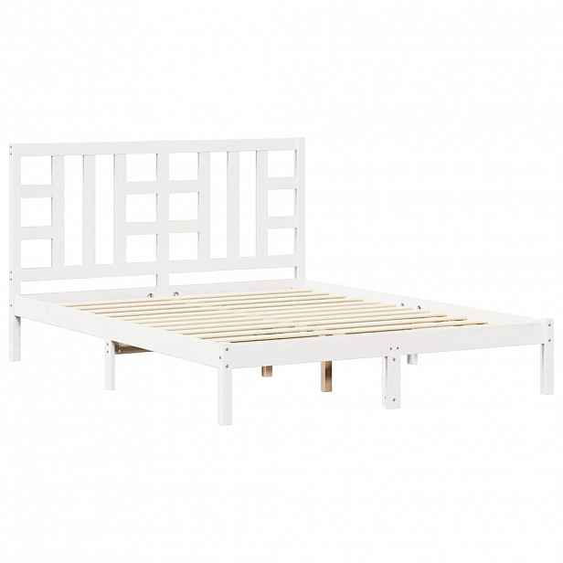 vidaXL Rám postele bílý masivní dřevo 150 x 200 cm King Size