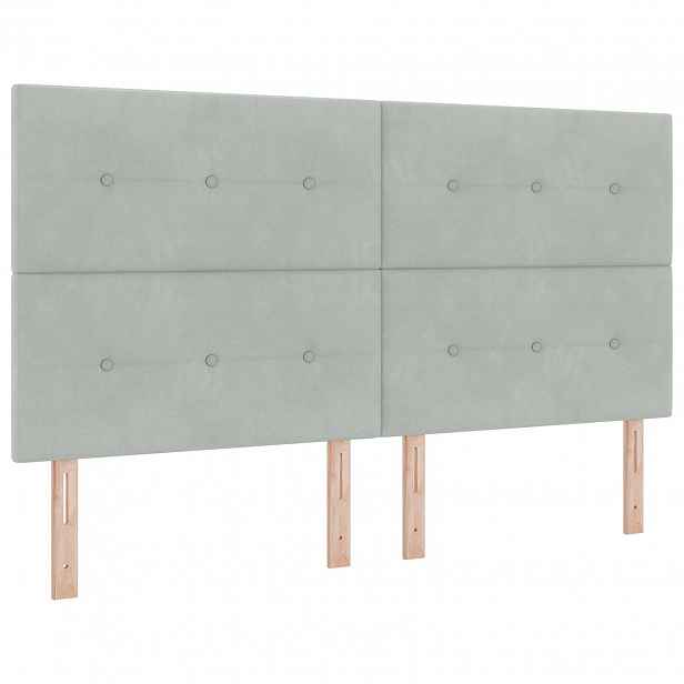 vidaXL LED hlavová deska s LED pásky Světle šedá 180 cm samet