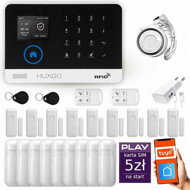 Bezdrátový alarm WiFi Gsm 4G, Tuya, sada alarmu Huxgo HXA003 R9D9