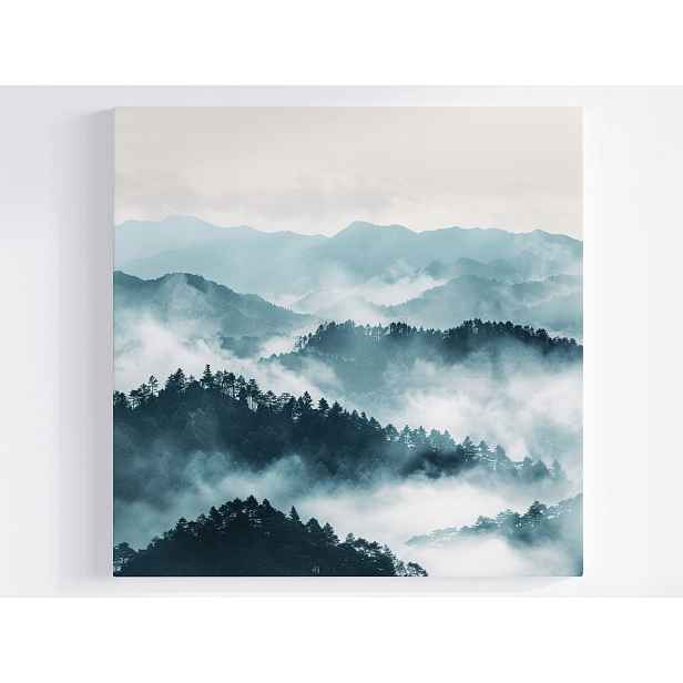Obraz Na Plátně Plátno Krajina Pohled Venkovský Les Hory Stromy Mlha 50x50