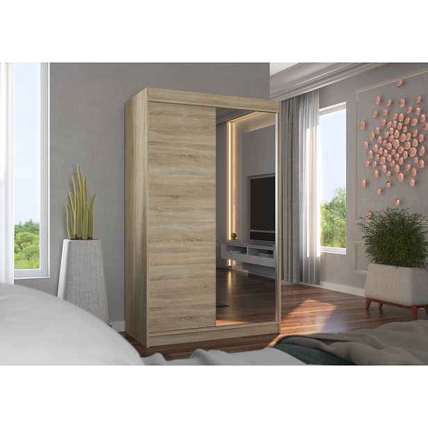 Šatní skříň s posuvnými dveřmi 120 cm EABRIA - dub sonoma