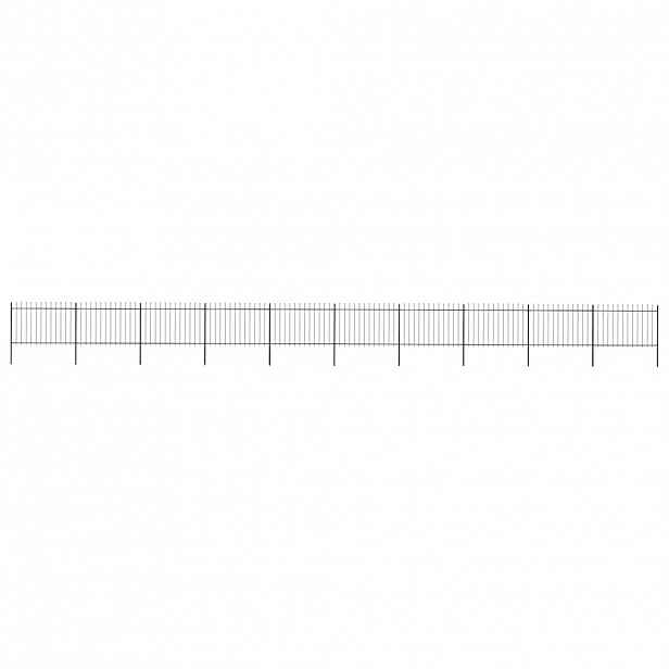 vidaXL Zahradní plot s kopím nahoře ocelový 1673 x 120 cm černý