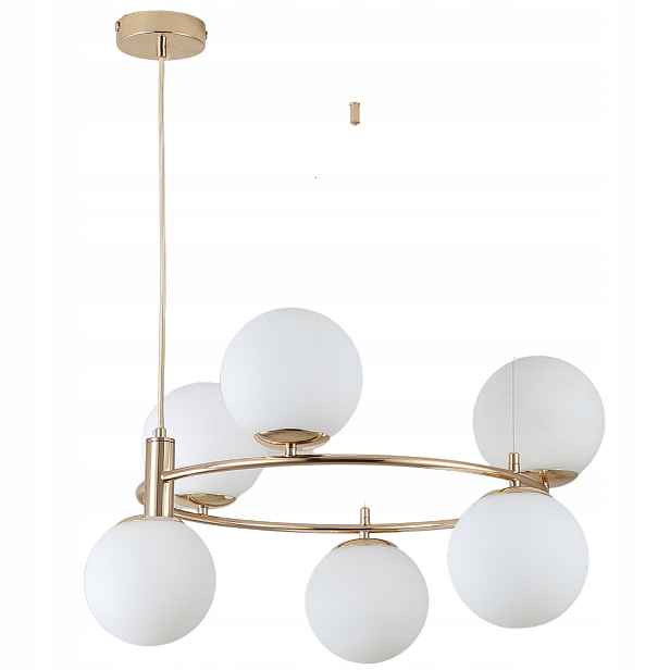 Závěsná Lampa Stropní Lustr Kule zlatá Moderní Led mléčná