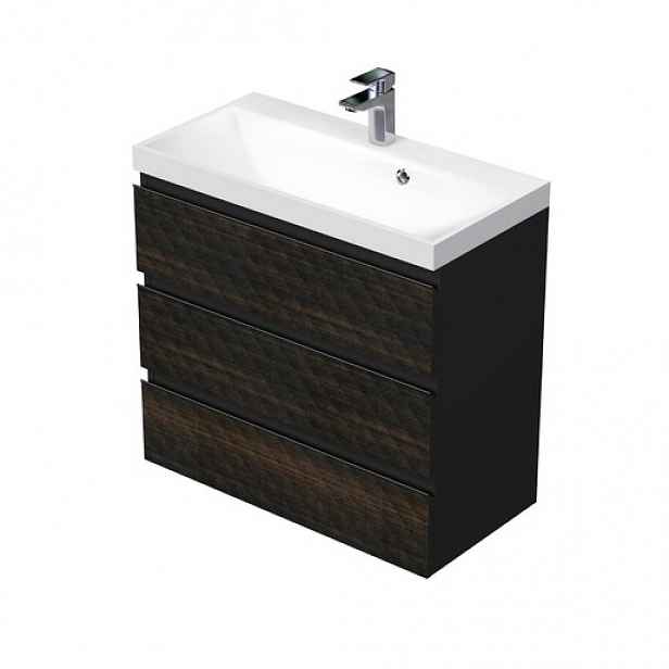 Koupelnová skříňka s umyvadlem SAT Cube Way 80x71x40 cm hnědá mat CUBE3D803ZH