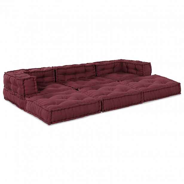 vidaXL Modulová pohovka Textil Bordó 210 x 70 x 56 cm