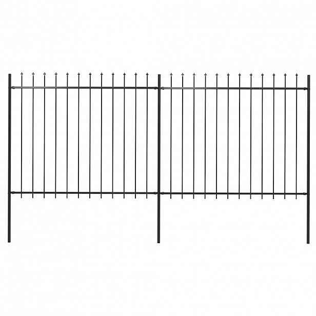 vidaXL Zahradní plot s kopím nahoře ocelový 337 x 150 cm černý