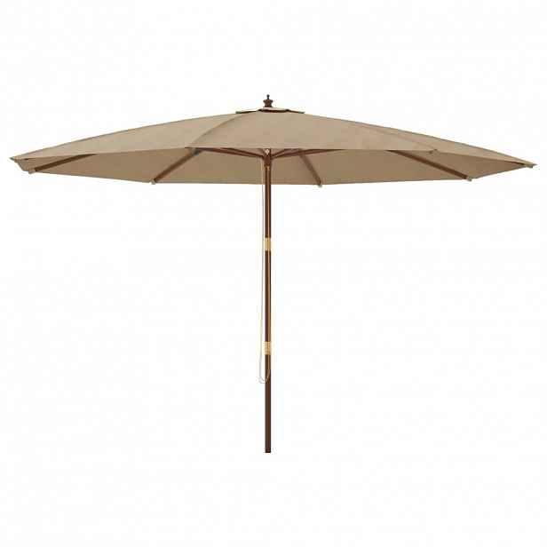 vidaXL Zahradní slunečník s dřevěnou tyčí taupe 400 x 273 cm