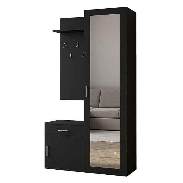 MASSENO MODERNÍ PŘEDSÍŇOVÁ SESTAVA VENTO, 100/180,5/35 cm, černá