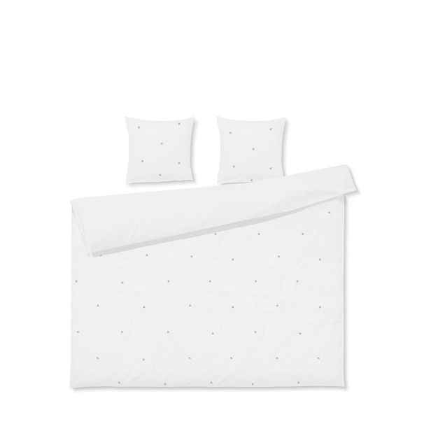 Bílé povlečení na dvoulůžko/prodloužené z bavlněného perkálu 200x220 cm Daisy – JUNA