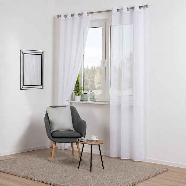 Dekorační dlouhá záclona s kroužky SOFIA bílá 140x260 cm (cena za 1 kus) MyBestHome