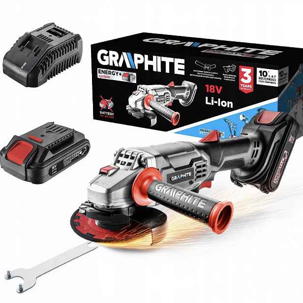 Graphite Úhlová Bruska 115 mm 2 Ah baterie nabíječka
