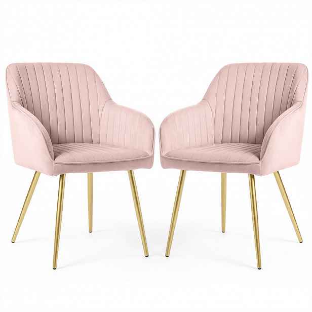 RAUMHIRSCH FURNITURE ČALOUNĚNÁ ŽIDLE, sada 2 ks, kovové nohy růžové, zlaté 54,5/82/58
