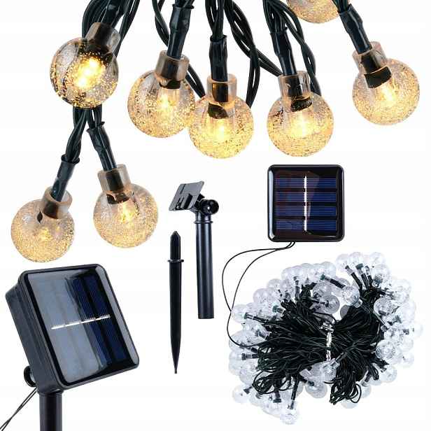 Solární Led zahradní girlanda 10 m 100 ks