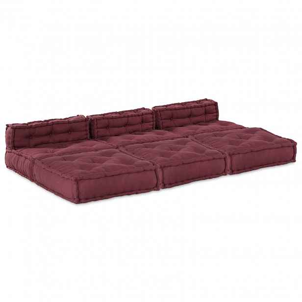 vidaXL Modulová pohovka Textil Bordó 210 x 140 x 56 cm