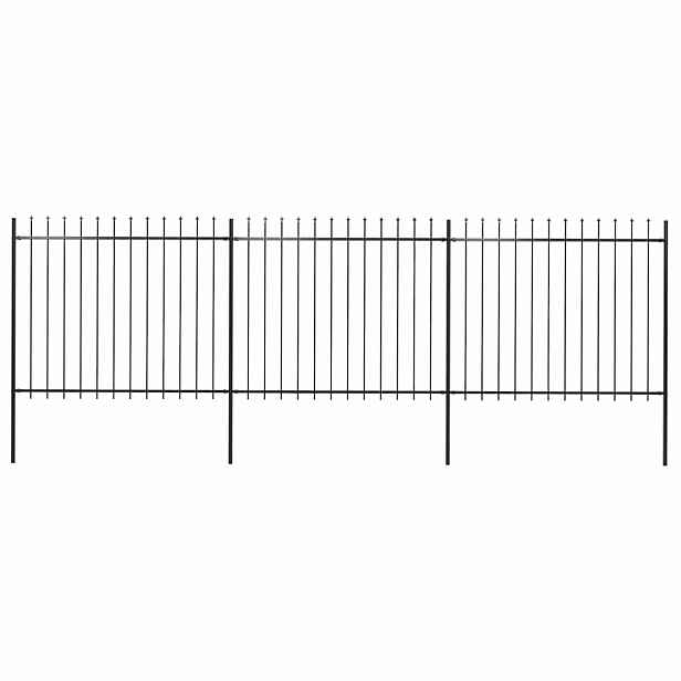 vidaXL Zahradní plot s kopím nahoře ocelový 504 x 150 cm černý
