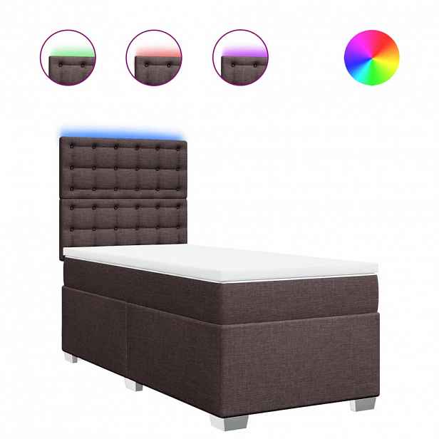 vidaXL Box spring postel s matrací tmavě hnědá 90x190 cm textil