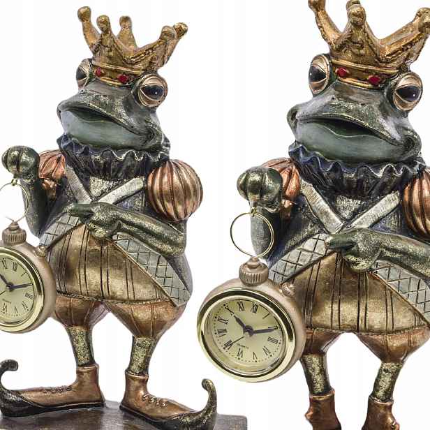 Figurka Žába s hodinkami v koruně 25,5 cm Král