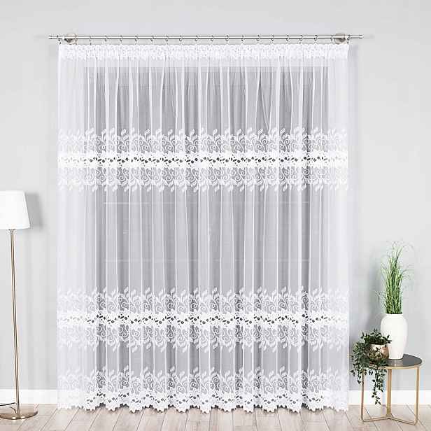 Mg Záclona žakár 648/107 Bílá ultramarínová 300x200 cm Hotová Obšitá M