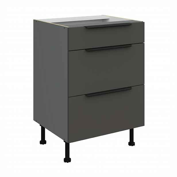 Spodní skříňka Aria ANT 60 D 3S BB - Premium Box Barva korpusu: Antracit, Barva dvířek: BL - Black AFM