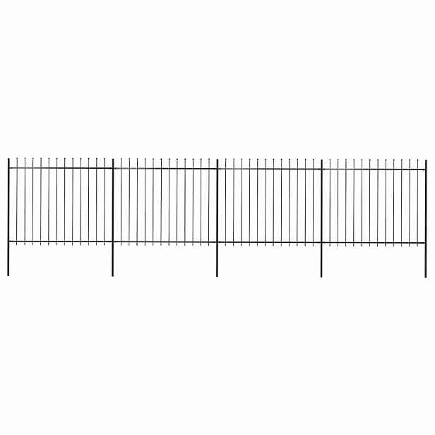 vidaXL Zahradní plot s kopím nahoře ocelový 671 x 150 cm černý