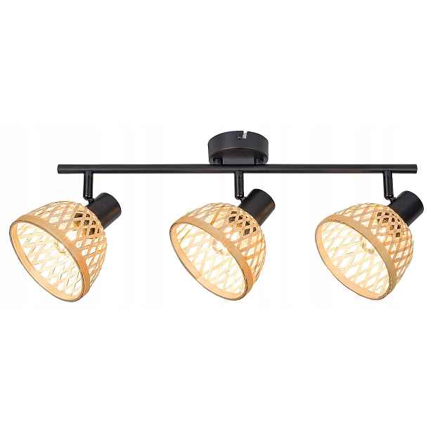 Stropní svítidlo Rabalux Rattan E14 3x15W černá matná/přírodní
