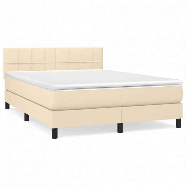 vidaXL Box spring postel s matrací krémová 140x190 cm textil