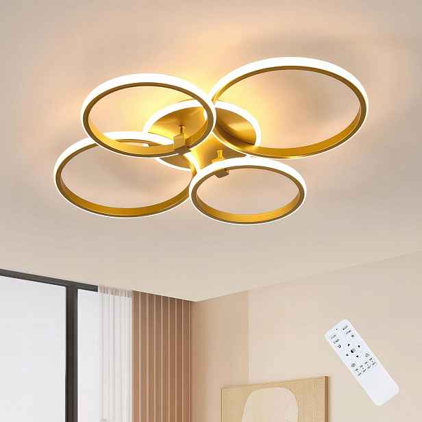 Led Stropní Svítidlo Lustr Zlaté Moderní Stmívatelné Dálkové Ovládání 39W