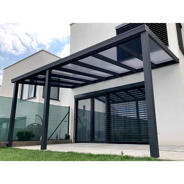 Sestava pro montáž hliníkové pergoly antracit 7016 PC plný grey 5×3,5 m