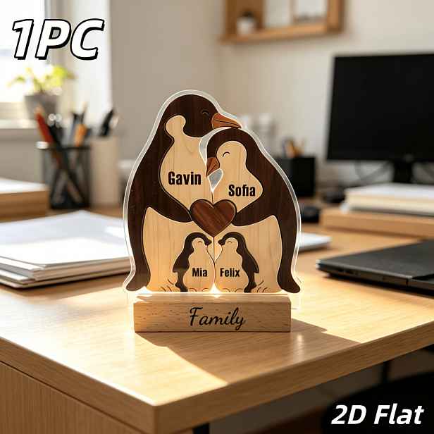 TEMU 2D Plochý, 2D Plochý 1ks Vlastní Akrylátová Stolní Dekorace, Podporuje Personalizované Úpravy se Jmény Členů Rodiny. Obsahuje Design Teplé a