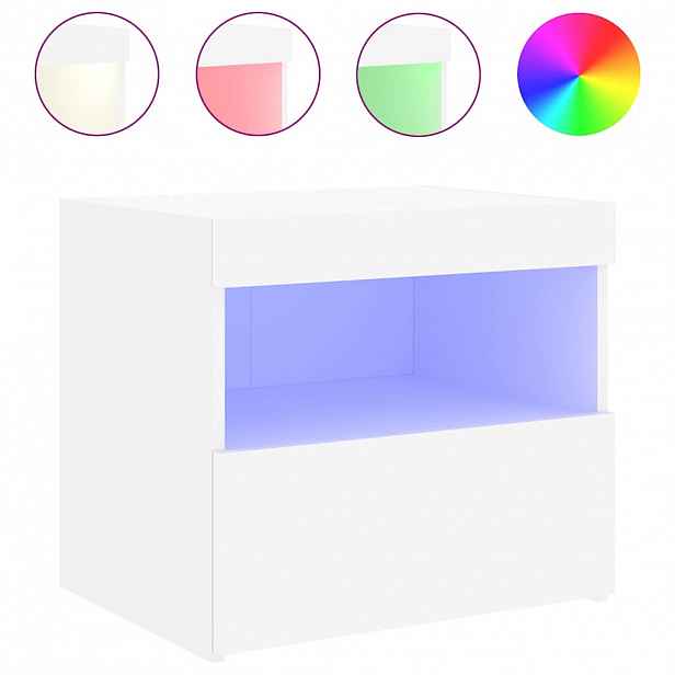vidaXL Noční stolek s LED osvětlením bílý 50 x 40 x 45 cm