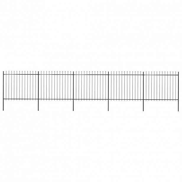vidaXL Zahradní plot s kopím nahoře ocelový 838 x 150 cm černý