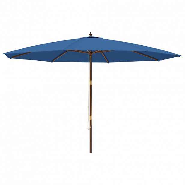 vidaXL Zahradní slunečník s dřevěnou tyčí azurově modrý 400 x 273 cm