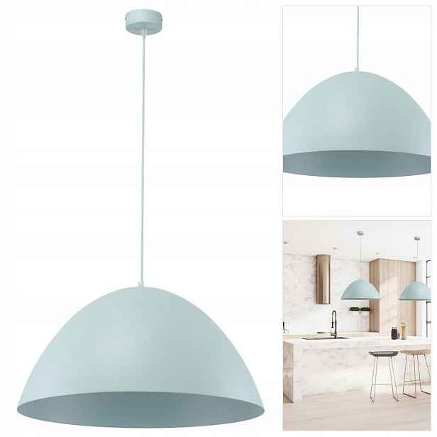 Závěsná lampa Faro zelená vedle křesla v obývacím pokoji Tk Lighting