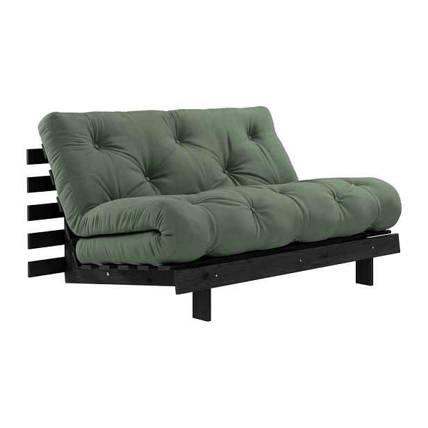 Zelená rozkládací pohovka 140 cm Roots Black Night – Karup Design