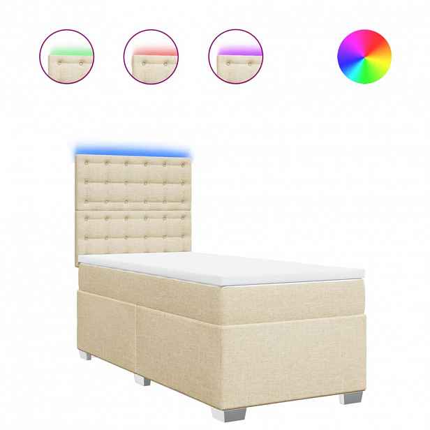vidaXL Box spring postel s matrací krémová 90x190 cm textil