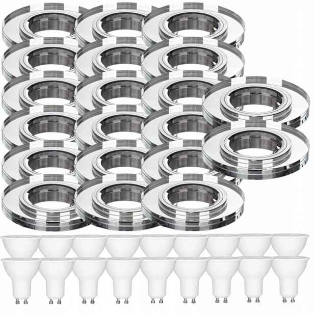 20 x Skleněná Stropní Lampa Zapuštěná Do Stropu Křišťál Led Žárovky 1.5 W