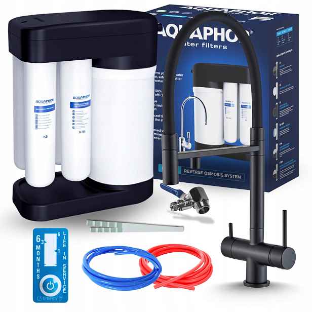 Černá Kuchyňská Baterie A Filtr Reverzní Osmózy Aquaphor Morion Pod Dřez