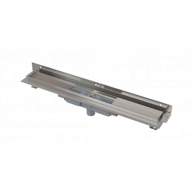 Alca - Sprchový žlab Flexible Low 115 cm, s nastavitelným límcem ke stěně, svislý odtok, nerez APZ1104-1150